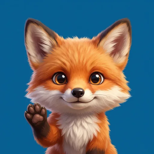 Vox, the WorldVC mascot - an orange fox cub waving